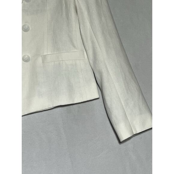 Elie Tahari Blazer Double Breasted Womens 8 White Linen Blend Open Career Office - Picture 4 of 15